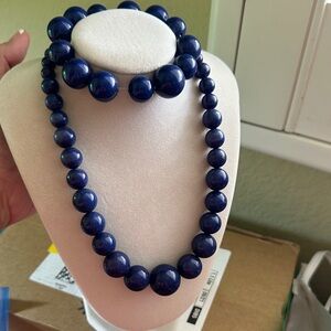 Elegant Blue Beaded Necklace Set